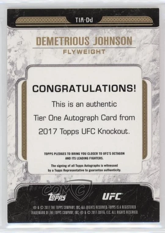 2017 Topps UFC Knockout Tier One Auto /199 Demetrious Johnson #T1A-DJ Auto - Image 2 of 2