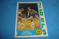 DOUG COLLINS- PHILADELPHIA 76'ers- 1974 TOPPS NBA BASKETBALL ROOKIE RC CARD #129. rookie card picture