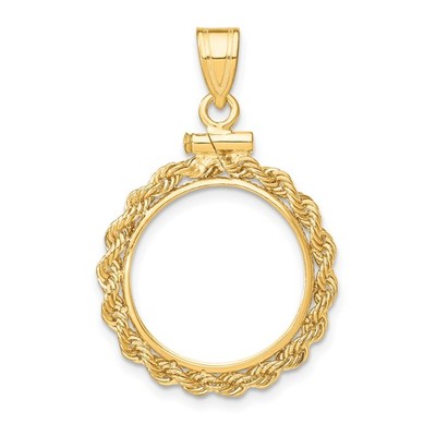 1/15 oz 2 $ Canadian Maple Leaf Coin Bezel 15mm Rope 10k Yellow Gold