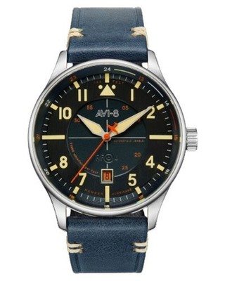 AVI-8 Hawker Hurricane Blue Dial Automatic Leather Strap Men's Watch AV-4094-02
