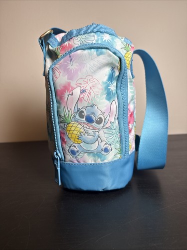 Stitch Crossbody Water Bottle Holder Pineapple Blue Bioworld