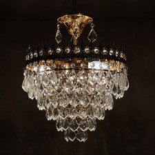 Modern Kronleuchter Kristall Leuchte,Deckenleuchte gold für Esszimmer Wohnzimmer