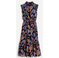 J.CREW Smocked-Waist Midi Dress In Paisley Size M
