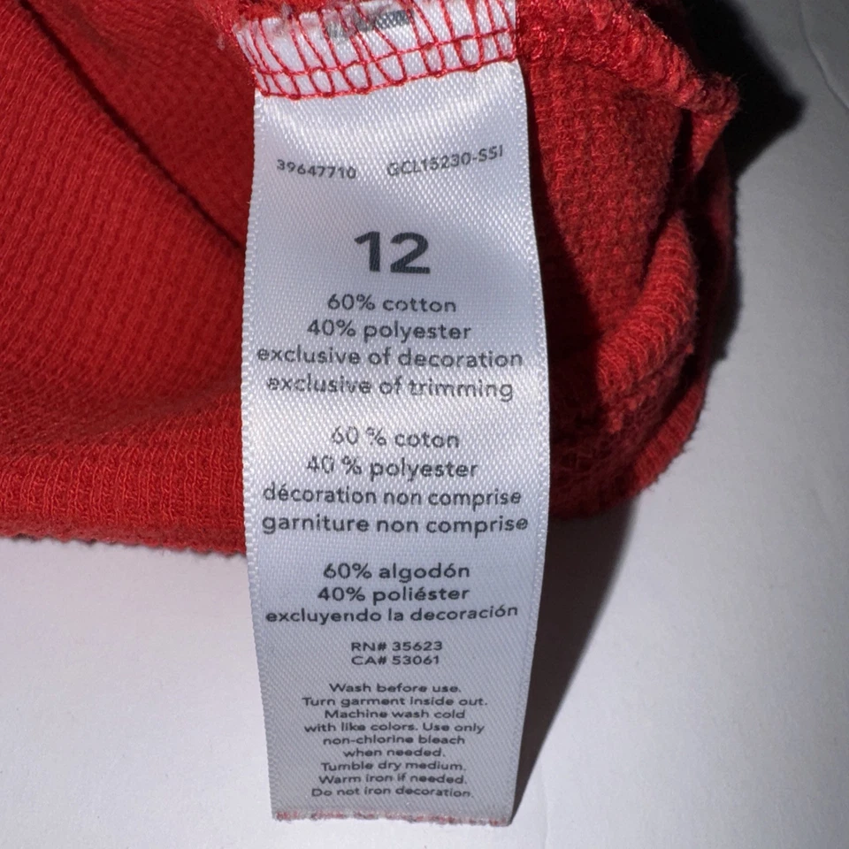 Camisa Carters Niñas Talla 12 Roja Alegre y Brillante Manga Larga Foto 4 de 4