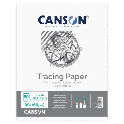 Canson Artist Series Tracing Pad Tape Binding, 50 Sheet, 11x14 inch, White 