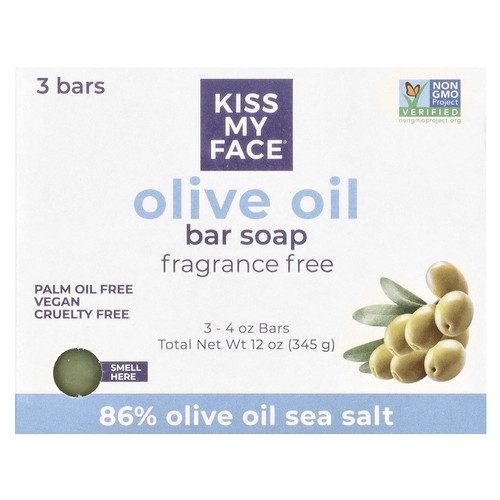 Olive Oil Bar Soap, Fragrance Free, 3 Bars, 4 oz (115 g) Each