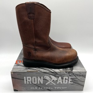 VTG Iron Age Work Boots Mens 12M Brown Good Steel Toe Leather EH Rated Stock 756 Iron Age Mens Work Safety Ankle Boots 756 Brown Leather  main image 4