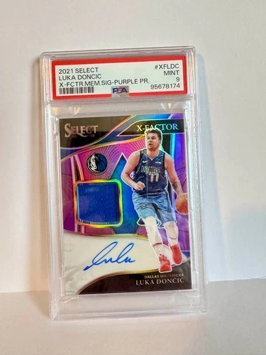 Luka Doncic - 2021 Select X-Factor Memorabilia Signatures Purple /49 PSA 9 MINT