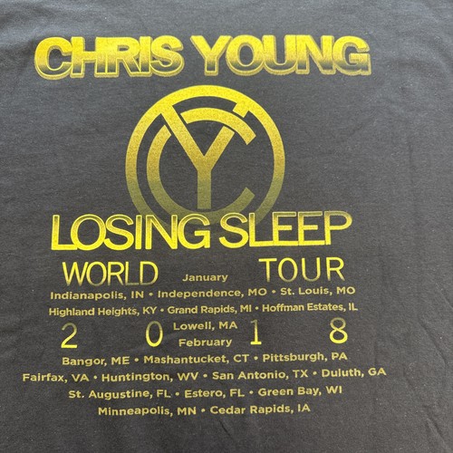 Chris Young Country Music Shirt Adult Medium Black Long Sleeve Losing Sleep Tour - Picture 9 of 9