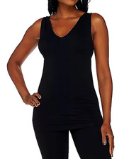 skinnytees V-Neck Seamless Layering Tank One Size Black 12960