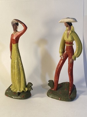 Vintage Fred Press Mid Century Plaster Statues Figures ''SIGNED'' 10  READ