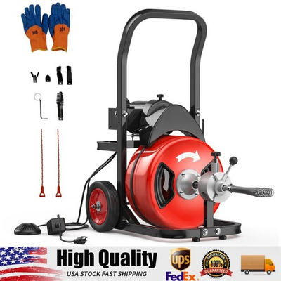 #ad 75FT 1 2 in Auto Feed Drain Cleaning MachineElectric Drain Auger with 6 Cutter $317.99