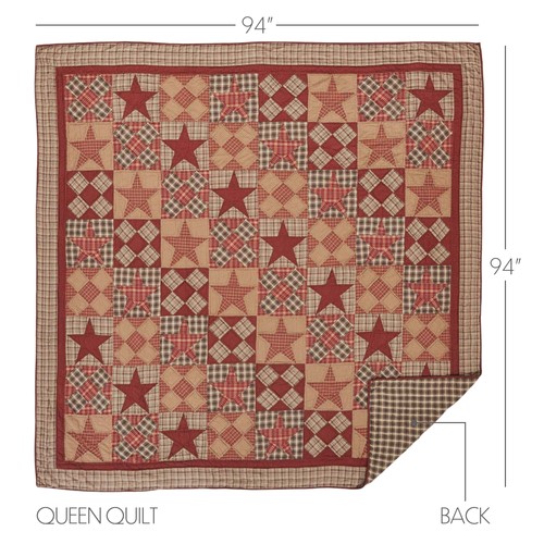 Rustic Queen Quilt Tan Patchwork Dawson Star Cotton Bedroom Decor VHC Brands - Picture 2 of 7