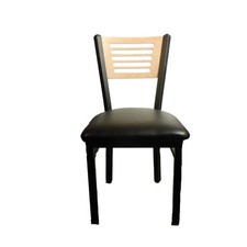 Oak Street Mfg 5Line Natural Wood Back Chair w/Black Vinyl Seat