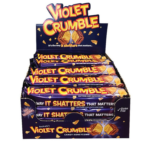 Violet Crumble Chocolate Bars – 20 Count Box – Honeycomb Toffee Covered in Rich
