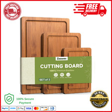 Cutting Board Bamboo for Kitchen Crack Resistant Wood Chopping Boards Set 3Piece