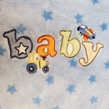 Parents Choice Plush Baby Blanket Lovey Blue Stars Vehicles 30x39