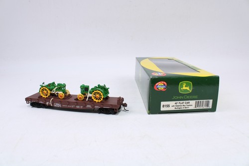 Coche plano Athearn 8155 escala HO 40' con tractores Waterloo Boy John Deere CB&Q 90471 | Condition: Used