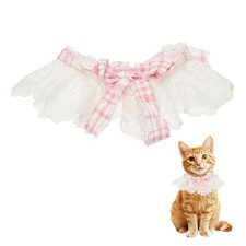 Cat Lace Pet Collar, Cute Cat Collar Ruffle for Dogs Kitten Pink, S 