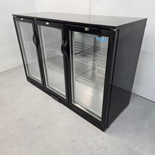 Bottle Fridge Triple 3 Door Hinged 330L Black Display Chilled Commercial Pola...