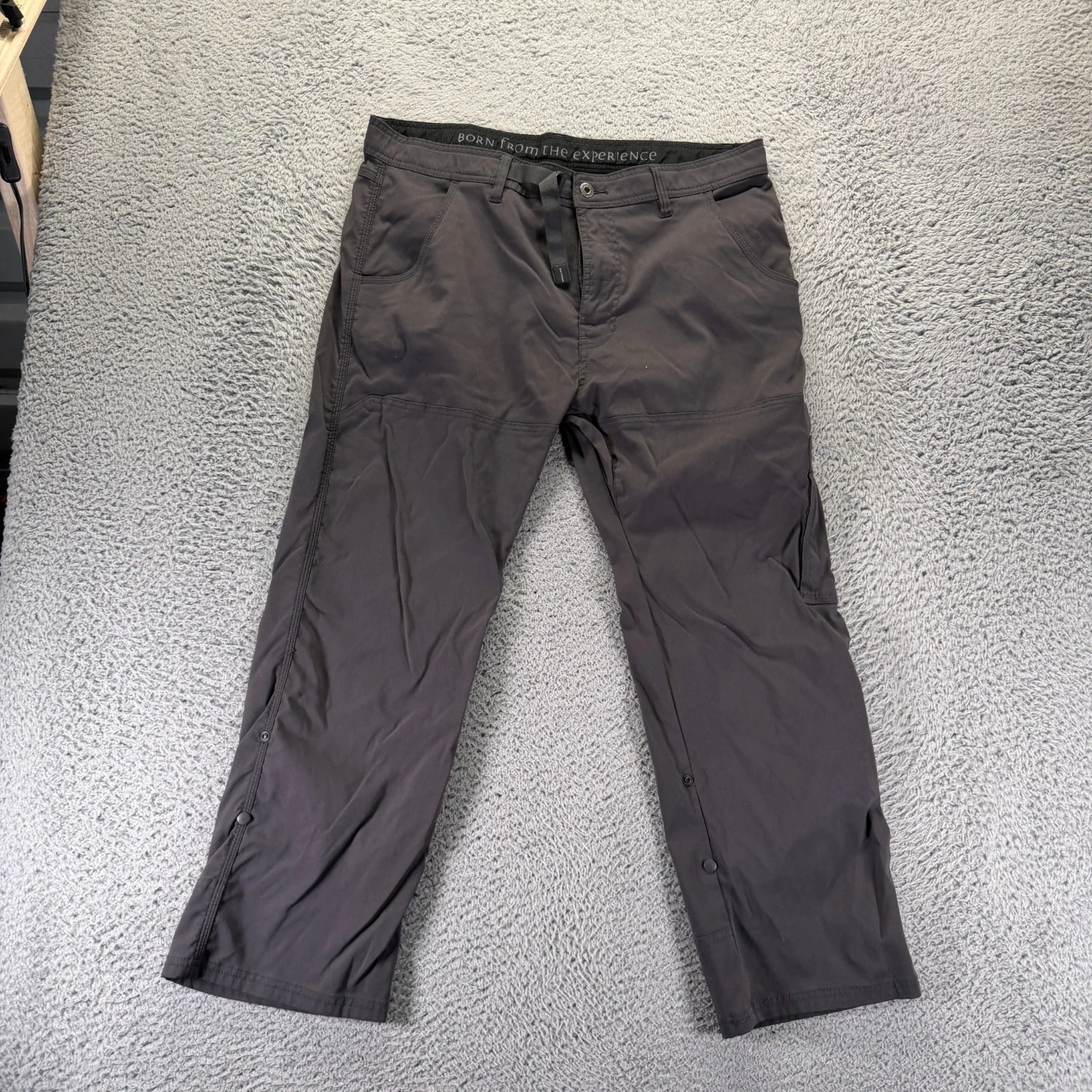 Prana Pant Men's 38x28 Black Nylon Windbreaker Straight Hiking Gorpcore Stretch