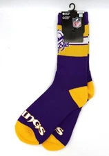 MINNESOTA VIKINGS NFL MEN'S TEAM COLOR CREW SOCKS LARGE (8-13) FREE SHIP