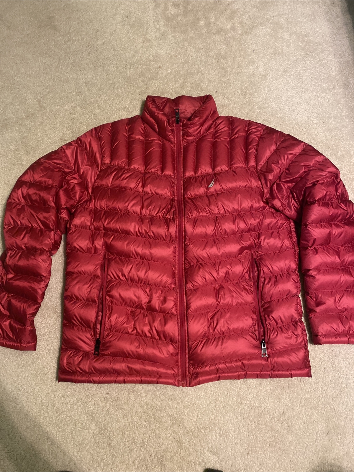 Nautica Puffer Jacket Red Mens Large Gem