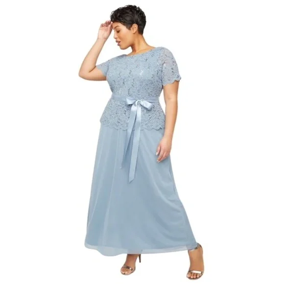 $198 Catherine's Light Blue Sparkle & Lace Mesh Peplum Gown 34W NEW C704 | eBay $198 Catherine's Light Blue Sparkle & Lace Mesh Peplum Gown 34W NEW C704 | eBay