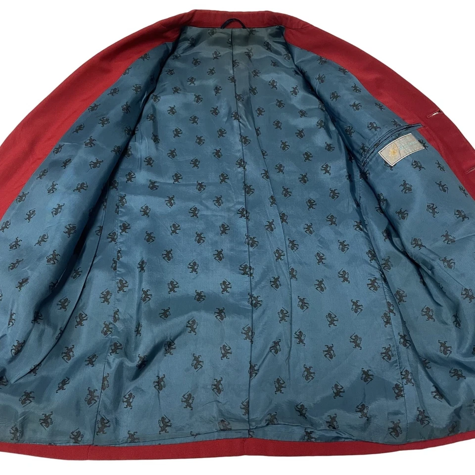 Vtg 50's BESPOKE Eastwood RED Sport Coat 3 Btn ROCKABILLY Jacket Wool Blazer 38 - Image 4 of 4