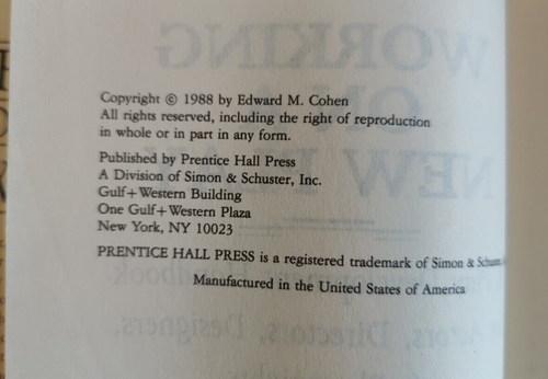 Working on a New Play; Edward Cohen; 1st Ed.; 1988; VG; Will ship in Box - Picture 10 of 11
