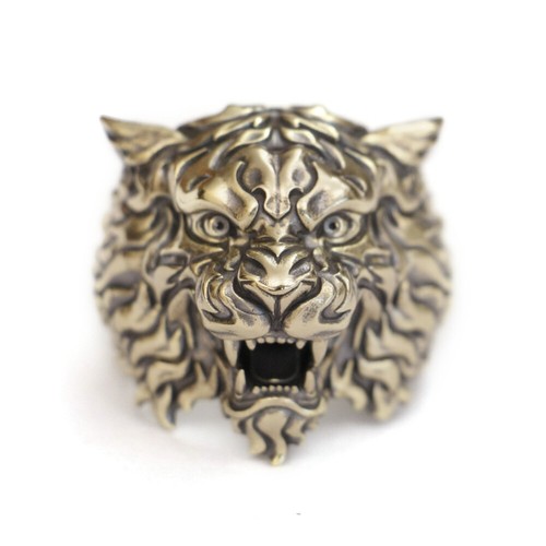 Huge Punk Brass Armored Tiger Ring Biker Jewelry BR398C UK Size N½ to Z4 - Picture 4 of 27