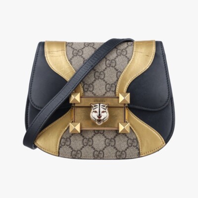 GUCCI GG Supreme Mini Osiride Shoulder Bag 500781 Black PVC