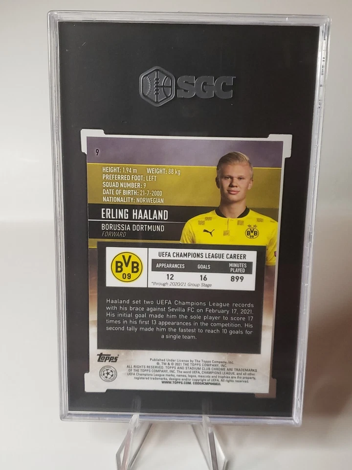 ERLING HAALAND 2021-22 Topps Stadium Club Chrome Orange/Yellow Wave MAN CITY - Image 3 of 3