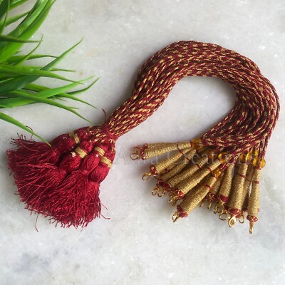 Back Rope Hook Maroon Pearl Thread Adjustable Necklace Dori Lot 12 pcs Lockable