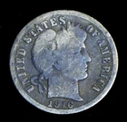 1916 Barber Silver Dime FREE SHIPPING (B325)