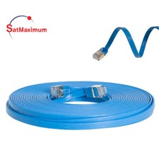 CAT7 Ultra Slim Flat S/FTP Ethernet Patch Cable 10Gbps LAN Network Cord Blue Lot