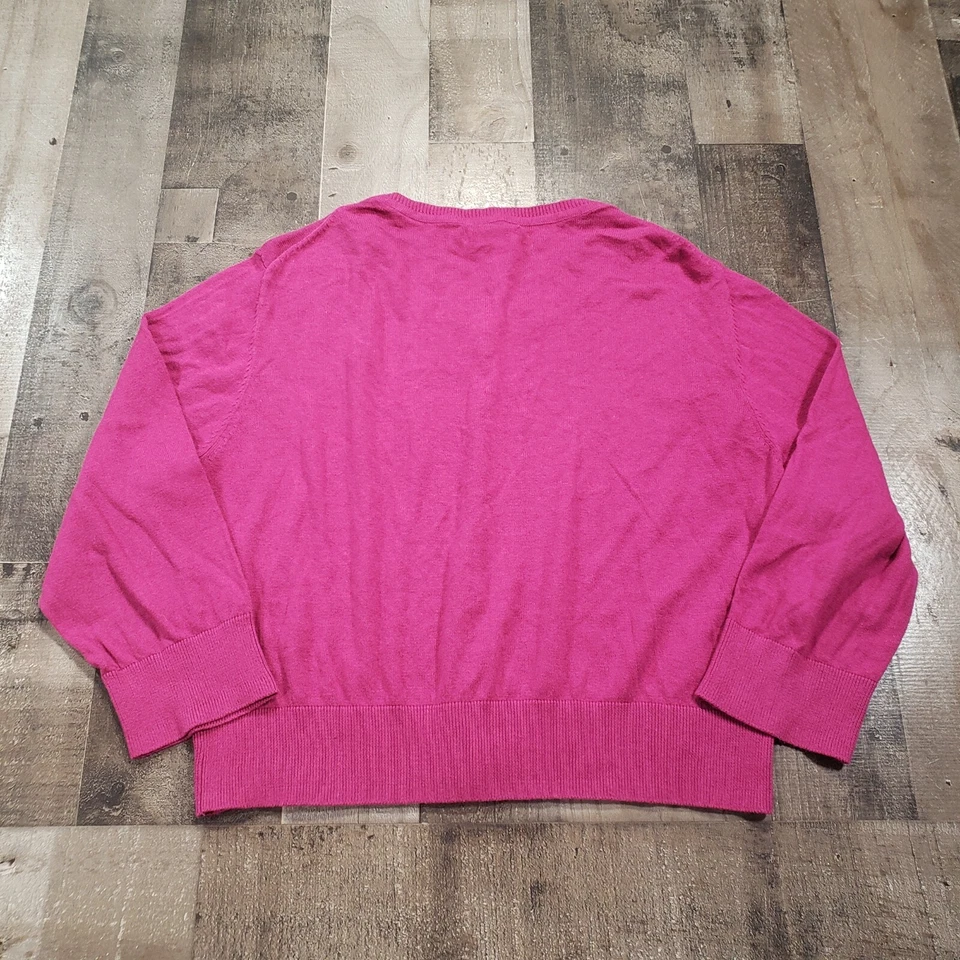 Antiguo Suéter Azul Marino Niñas L Grande Rosa Cárdigan Cuello Redondo Mangas Largas Informal Tejido Foto 2 de 4