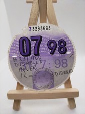 DISABLED ROVER Stamped 1998 Original Old Vehicle Road Car Cars Tax Disc Discs 98