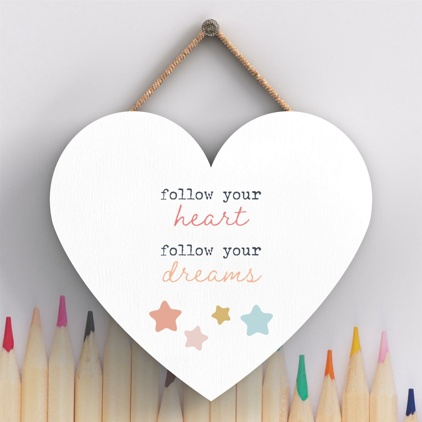 FOLLOW DREAMS RAINBOW POSTIVITY THEMED COLOURFUL HANGING PLAQUE