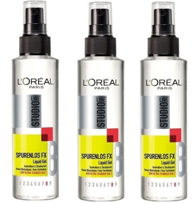   Loreal Paris Studio Line Spurenlos FX Liquid Gel Haargel Spray 24H 3x 150ml  