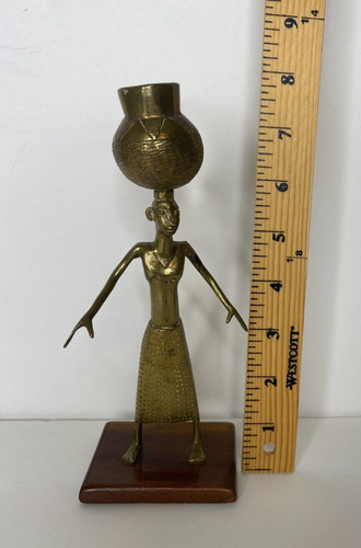 Antigua estatuilla femenina africana de bronce - Imagen 15 de 16