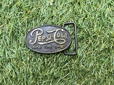 EUC PEPSI COLA HITS THE SPOT BRASS BELT BUCKLE VINTAGE 1970'S - LOOK