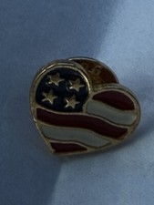 American Flag Heart Made In USA 2001 AVON Vintage Lapel Pin
