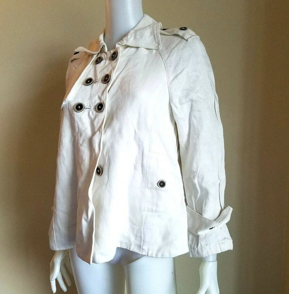 AUTÉNTICO DISFRAZ NACIONAL ABRIGO GUISANTE LINO DOBLE BOTONADURA BLANCO TALLA 44 Foto 2 de 4