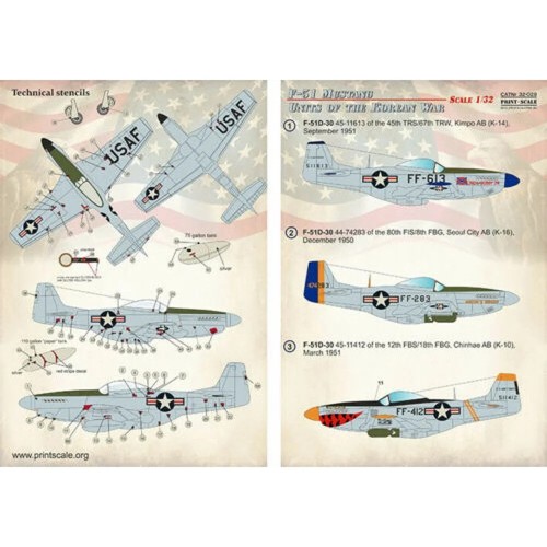 Print Scale 32-029 Decal for airplane 1:32 F-51 Mustang. Units of the Korean War - Picture 20 of 24