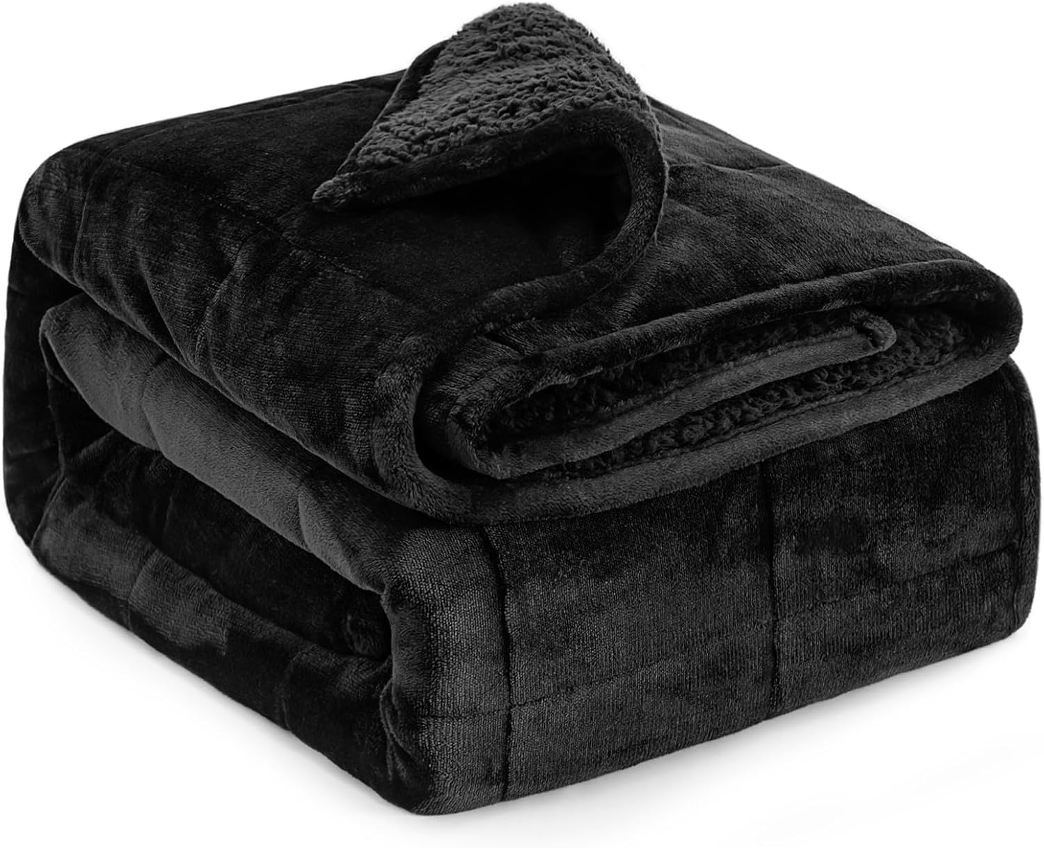15 lb Sherpa Fleece Weighted Blanket - Soft Plush Flannel Reversible-image