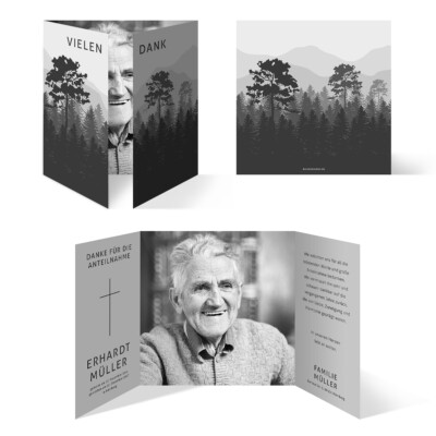 Thank You Cards Grief Thank You Cards Custom Silent Forest Black and White