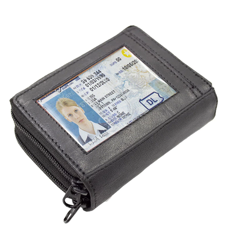 RFID Genuine Leather Credit Card Holder Accordion Women's Wallet 2 Zip - 第 21/29 張圖片
