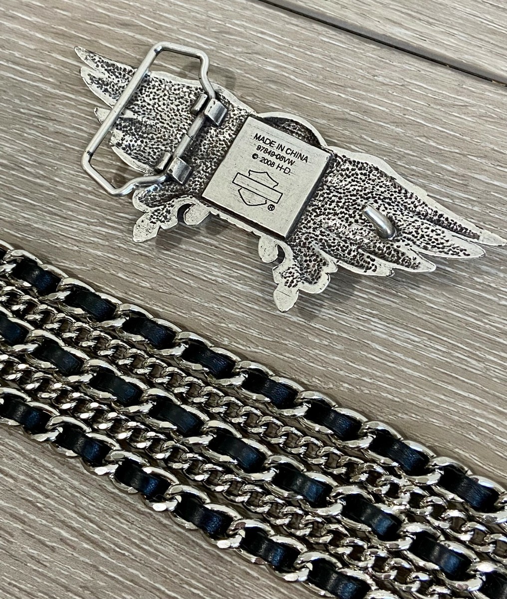 Harley Davidson LEATHER CHAIN BELT w/ Willie G Skull  display picture 1