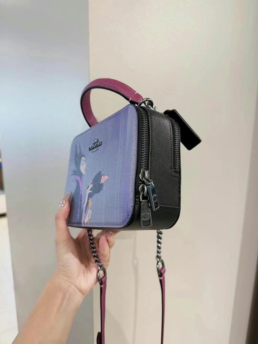 NWT CC376 Disney X Coach Box Crossbody Bag With Maleficent NWT CC376 Disney X Coach Box Crossbody Bag With Maleficent